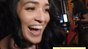 Horny big naturals brunette, ready for sound engineer's deep pounding? Nia Bleu seduces Brett Maker