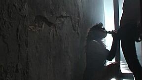 Flirt with her tie tug while she flashes pantyless upskirt pussy!