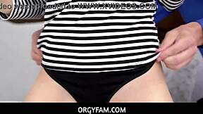 Stressed Dakota Burns calms down sucking stepdad Dick Swardson's cock at orgyfam