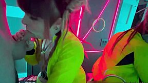 sloppy goth redhead deepthroats in public rave bathroom?