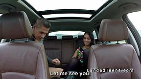 Brunette Teen Fucks Hitchhiker Stranger Car POV Facial