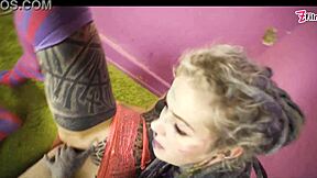 Tattooed Goth Lesbians Fuck With Strapon Dildos and Vibrators