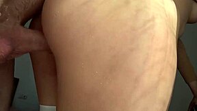 Wow girlfriend's huge ass shakes as skinny stud fucks wet pussy doggystyle closeup