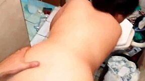 Fat pregnant latina fucked hard in her bathroom pov