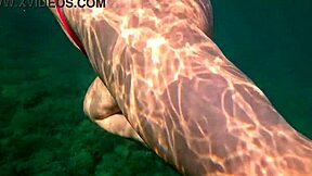 pawg shakes big ass in thong bikini underwater swim.