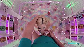 Hot Blonde Teen's Tiny Shaved Pussy Swallows Horny Monster Cock Deep!