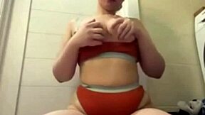 bbw teen 18 gags deep on huge cock using big dildo helper