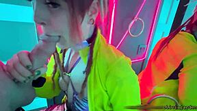 sloppy goth redhead deepthroats in public rave bathroom?