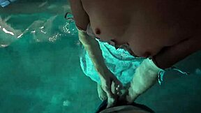 imagine this pov slut teasing her small tits before fucking hard outside in the pool