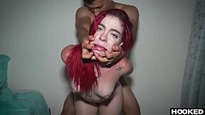 mexican college slut grabs big cock rides to creampie