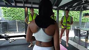 Arab Gym Girl Ignites Workers' Massive Gangbang Orgy