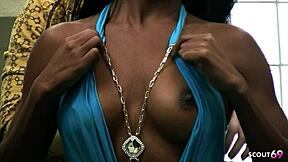 skinny black african ebony teen monica foster rides monster cock at interracial casting