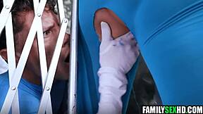 Stepdad and Stepbrother Destroy Stepdaughter in Wild Costumed Threesome!