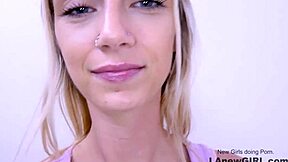 Skinny babe rims and deepthroats huge cock at castings