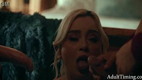 Petite blonde loses virginity to stepbrothers and demon during exorcism