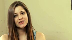 Adorable teen rubs pussy slit then slurps cock pov deep