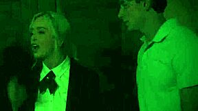 Petite blonde loses virginity to stepbrothers and demon during exorcism