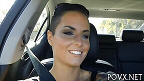 adorable teen babe slurps hardcore pov cock deep