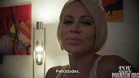 big ass latina milf seduces man of house with creampie tits tease