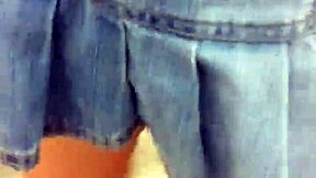 jean overalls upskirt while shoppin outsides~