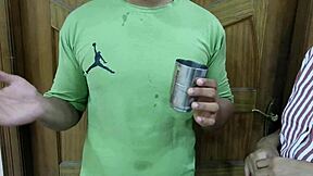 Wife fucks delivery boy condom-style!