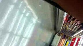 jean overalls upskirt while shoppin outsides~