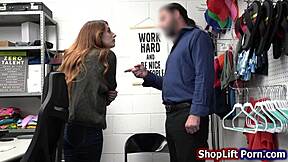 Petite Redhead Thief Gags on Cop's Monster Cock