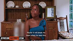 Can a petite ebony teen's tight pussy handle big white cock railing?