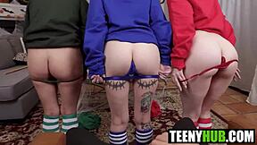 three friends share halloween cock jade bella megan danny