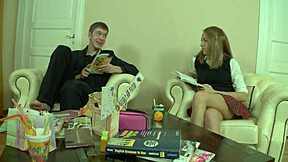 Roommate bends cute hot girl over dorm bed for perfect ass fuck