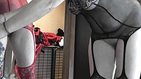 mature milf lesbian seduces bisexual teen babe in lingerie for hairy pussy play