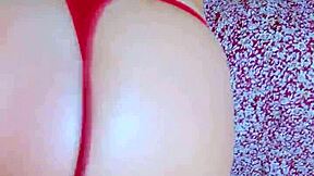 oiled pawg college teen drilled deep in red thong creampie