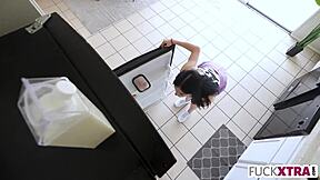 Tiny teen tastes shy homemade milk deepthroat fuck