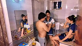 Desi stepsis and bestie offer pussies asses for rough threesome fuck uttaran20