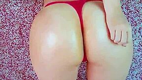 oiled pawg college teen drilled deep in red thong creampie