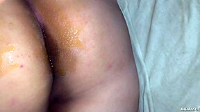 Oily Ass Massage Turns Juicy for Sexy Housewife!