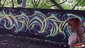 german scout risks anal casting freckled redhead tattoo model public spot...