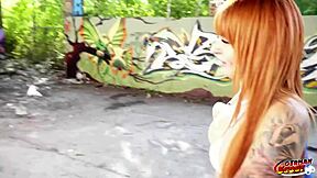 german scout risks anal casting freckled redhead tattoo model public spot...