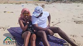 Naughty sex-addicted teen tries beach sex for the first time