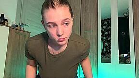 shaved teen squirts hard with nipple clamps on big tits