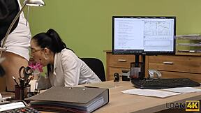 Loan4k cutie trades sex for instruments 😏 glasses brunette gets fucked doggystyle after interview