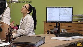 Loan4k cutie trades sex for instruments 😏 glasses brunette gets fucked doggystyle after interview