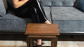 hot neighbor struts in tight leggings by accident