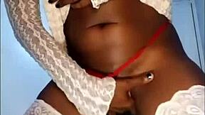 Petite black wet pussy solo toy fun