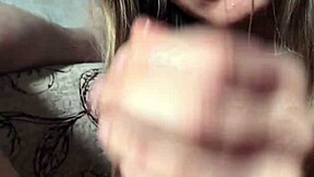 Cute homemade wife sucks foreskin close-up POV blowjob