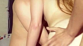 cute couple invites friend for creampie threesome pussy licking action