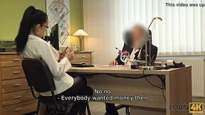 Loan4k cutie trades sex for instruments 😏 glasses brunette gets fucked doggystyle after interview
