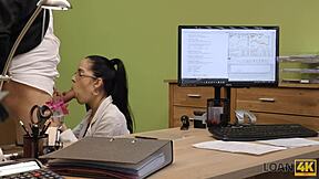 Loan4k cutie trades sex for instruments 😏 glasses brunette gets fucked doggystyle after interview