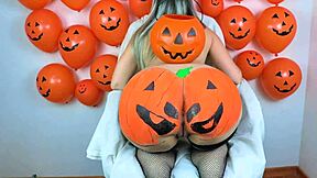 Blonde Brazilian Fucks Hung Black Cock on Halloween Bareback