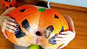 Blonde Brazilian Fucks Hung Black Cock on Halloween Bareback